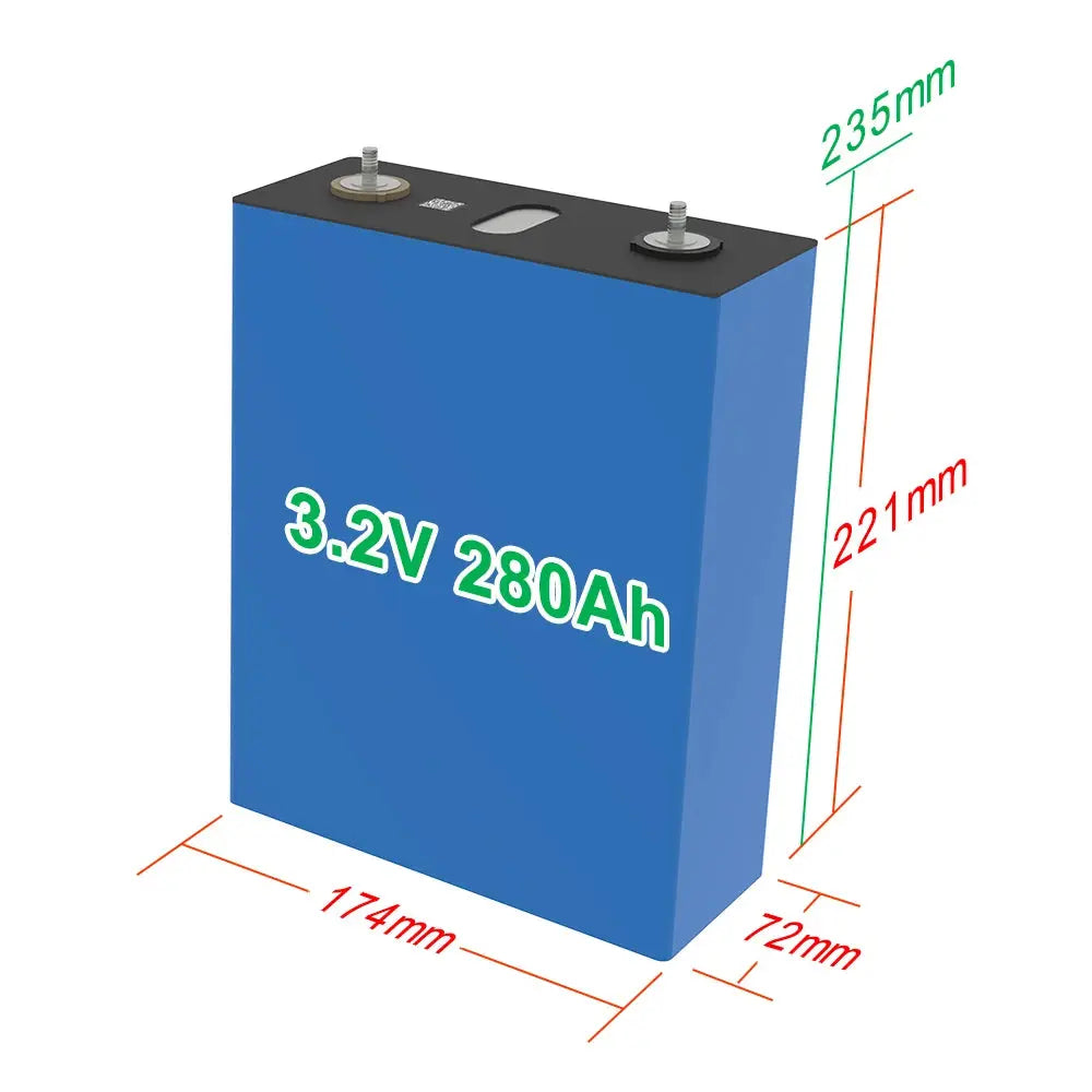 New Envision 3.2v 280Ah LiFePO4 Cell with Bus Bars, Box of 4 EVE